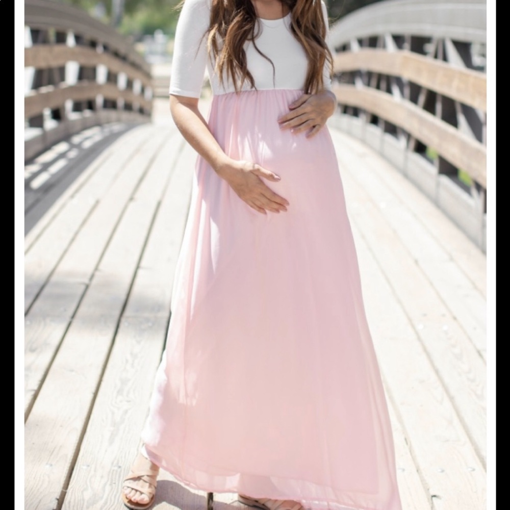 Pinkblush color block maternity dress
